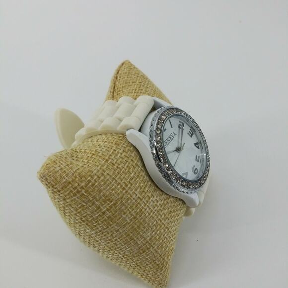 Geneva Rhinestone Wristwatch Women's Silicone Jelly Rubber Watch Circle Round - Picture 12 of 12